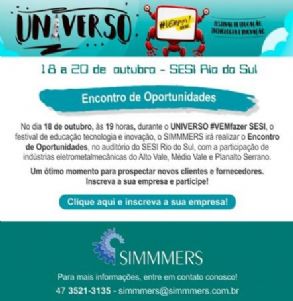 Convite Encontro de Oportunidades do SIMMMERS em Rio do Sul 